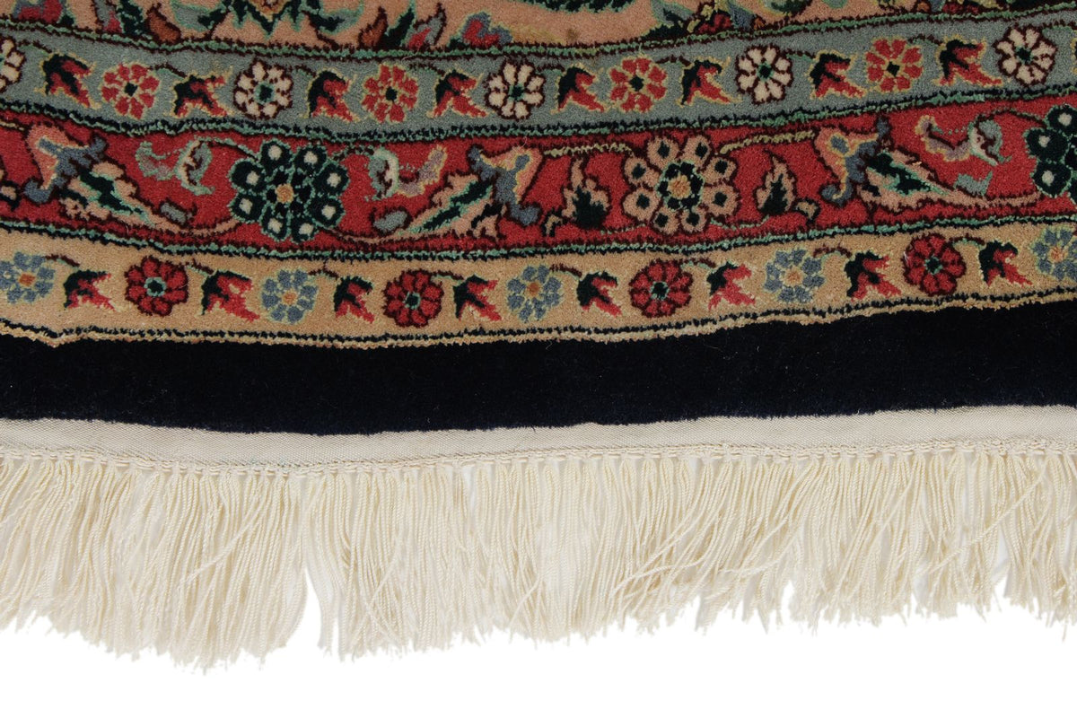 9x9 Navy and Ivory Turkish Silk Rug