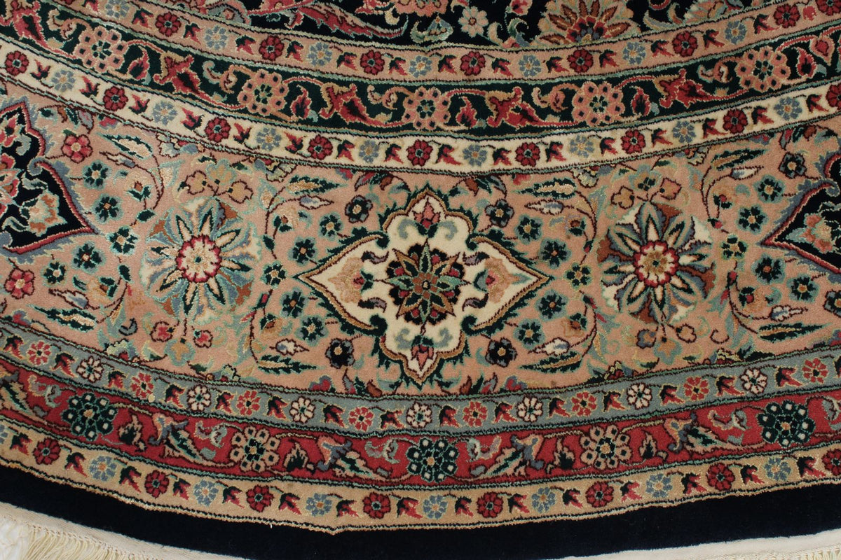 9x9 Navy and Ivory Turkish Silk Rug