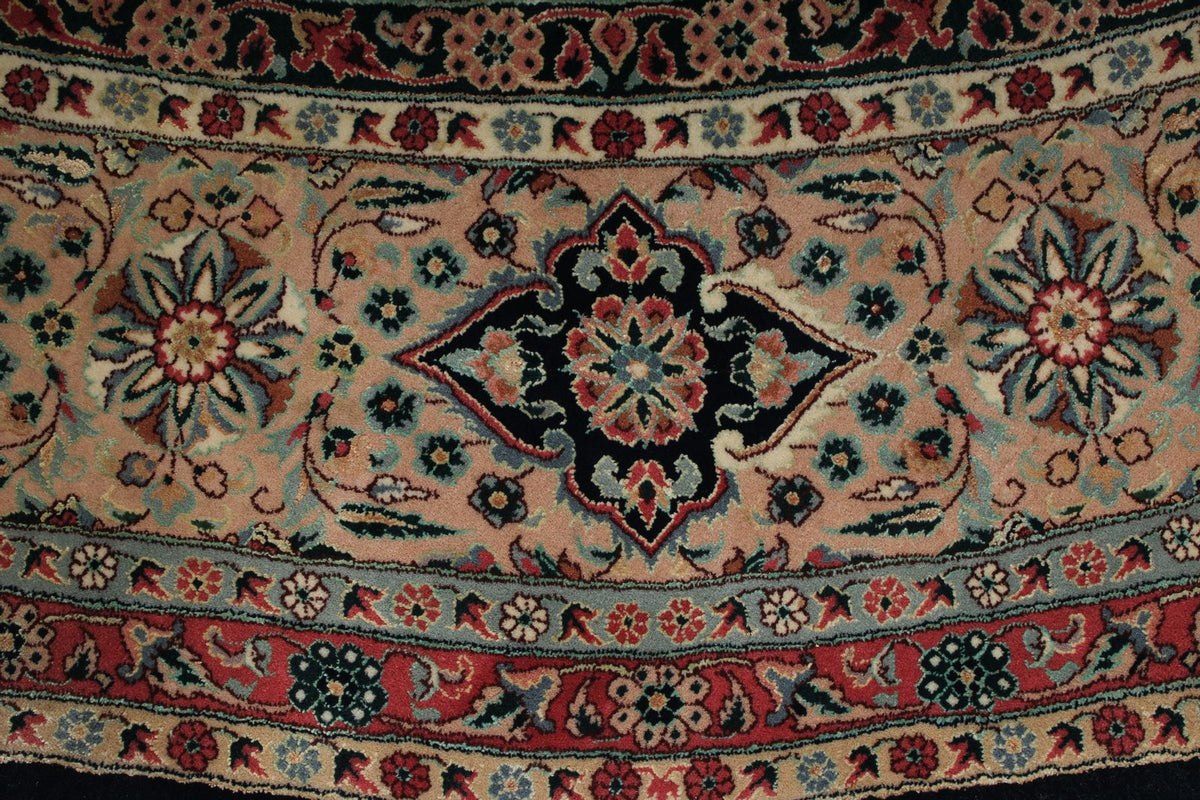 9x9 Navy and Ivory Turkish Silk Rug