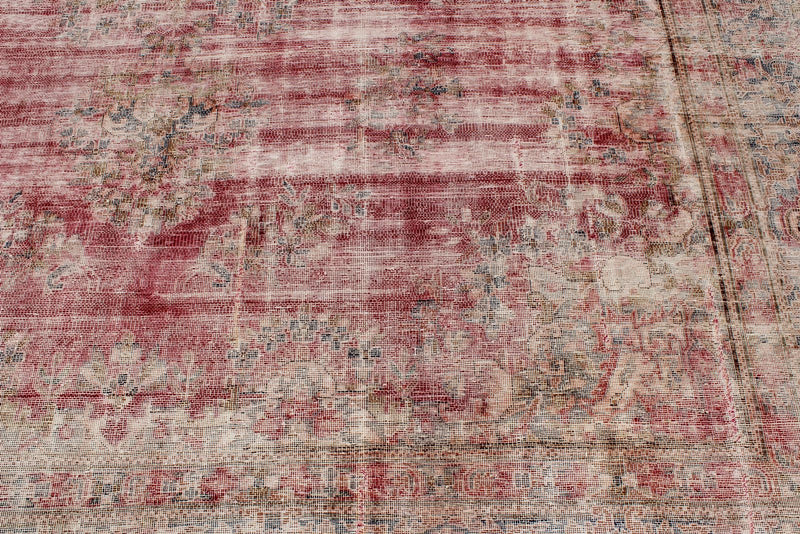 9x12 Red and Blue Turkish Overdyed Rug