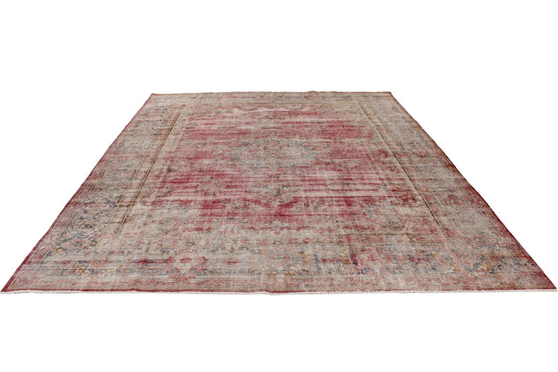 9x12 Red and Blue Turkish Overdyed Rug