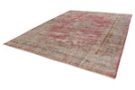 Vintage Handmade 9x12 Red and Blue Anatolian Turkish Overdyed Distressed Area Rug