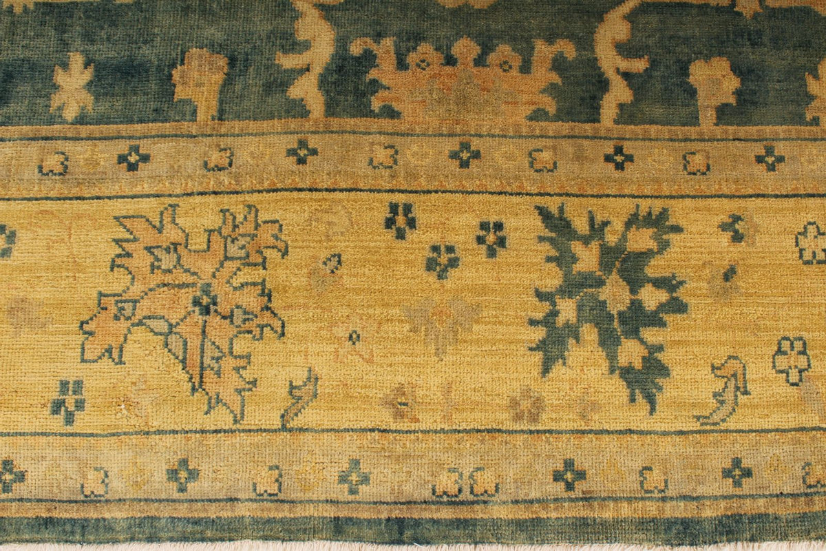 9x12 Blue and Ivory Turkish Oushak Rug