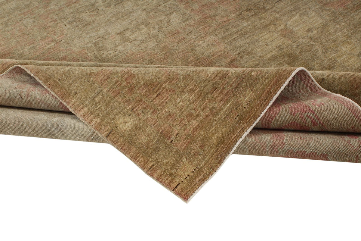 8x11 Brown and Pink Turkish Oushak Rug