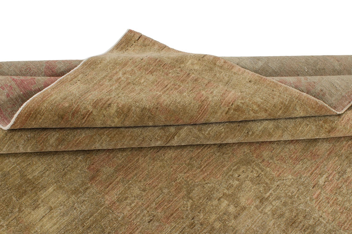 8x11 Brown and Pink Turkish Oushak Rug