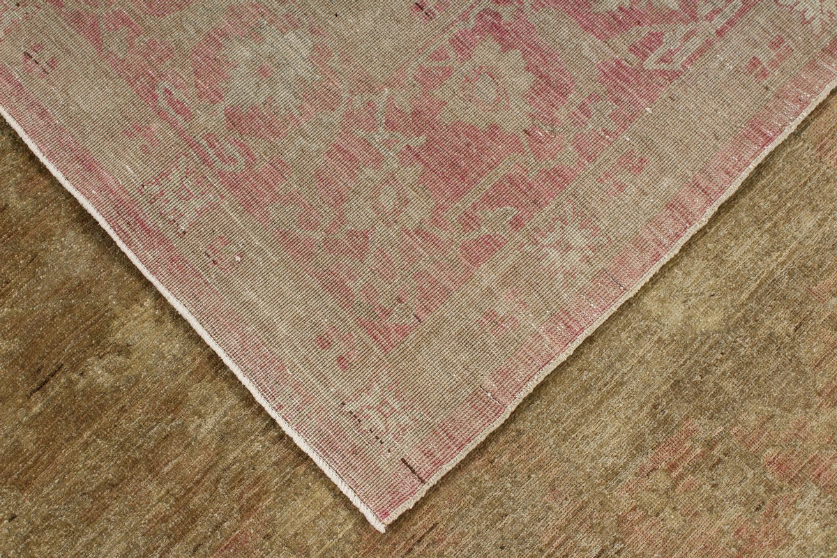 8x11 Brown and Pink Turkish Oushak Rug
