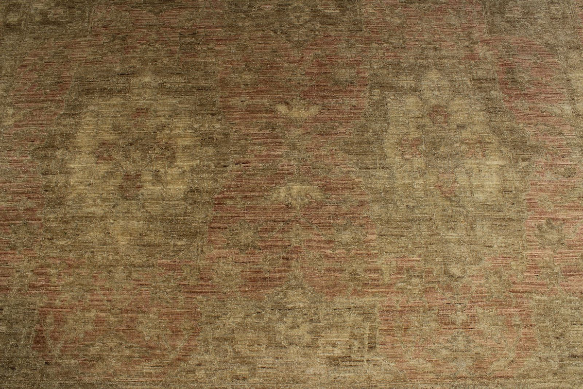 8x11 Brown and Pink Turkish Oushak Rug