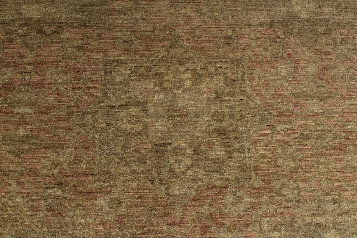 8x11 Brown and Pink Turkish Oushak Rug
