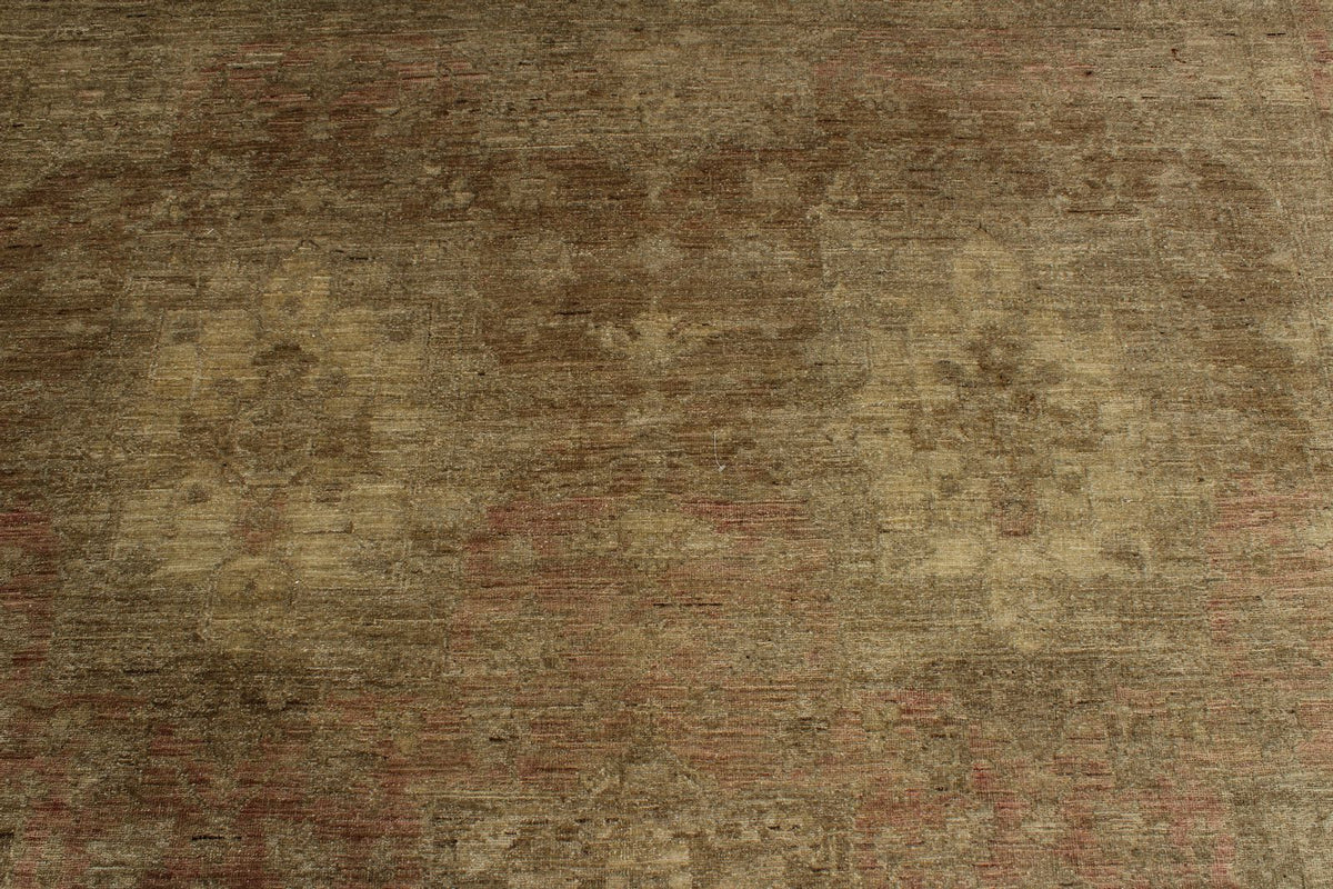 8x11 Brown and Pink Turkish Oushak Rug