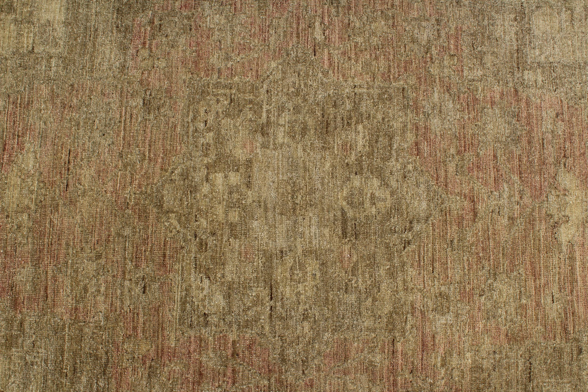 8x11 Brown and Pink Turkish Oushak Rug