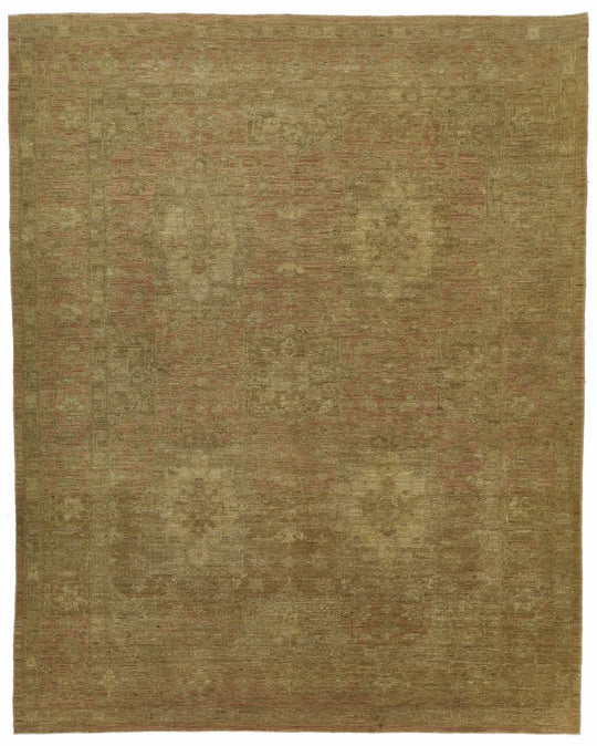 8x11 Brown and Pink Turkish Oushak Rug