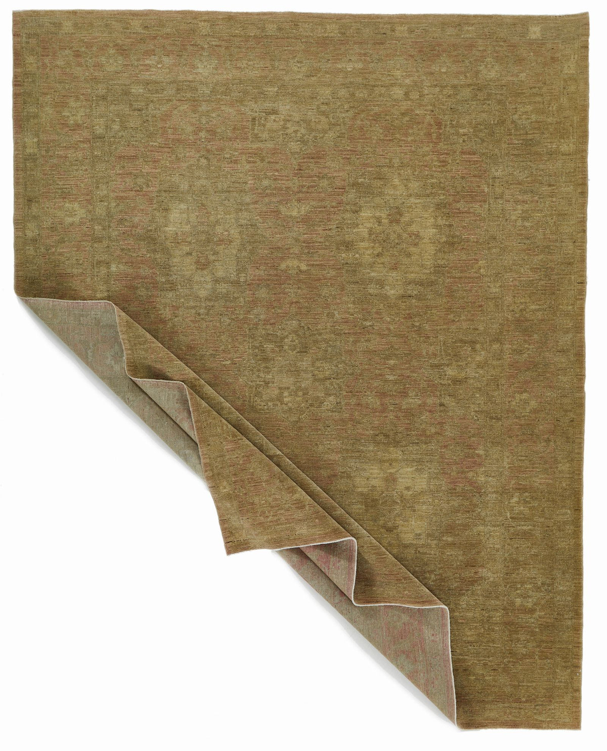 8x11 Brown and Pink Turkish Oushak Rug