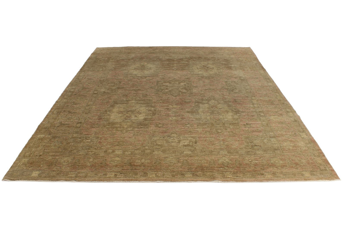 8x11 Brown and Pink Turkish Oushak Rug