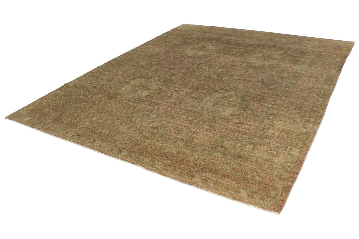 8x11 Brown and Pink Turkish Oushak Rug