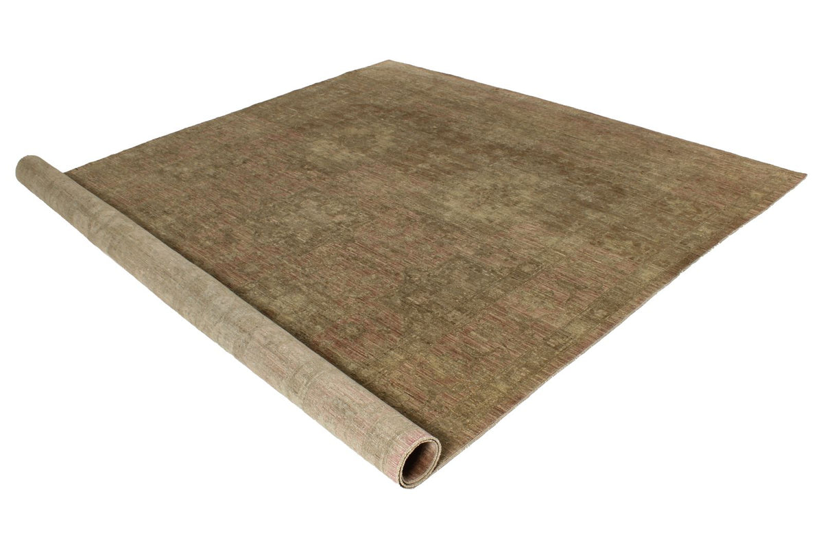 8x11 Brown and Pink Turkish Oushak Rug