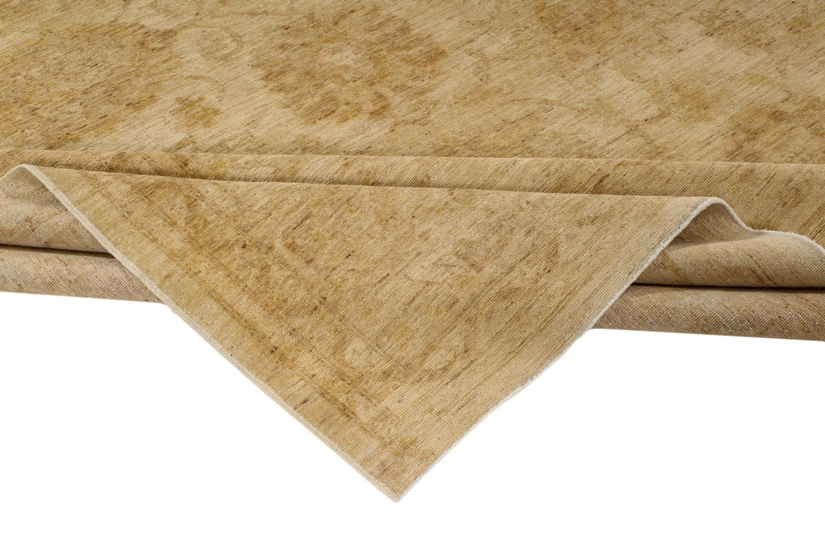 8x11 Ivory and Gold Turkish Oushak Rug