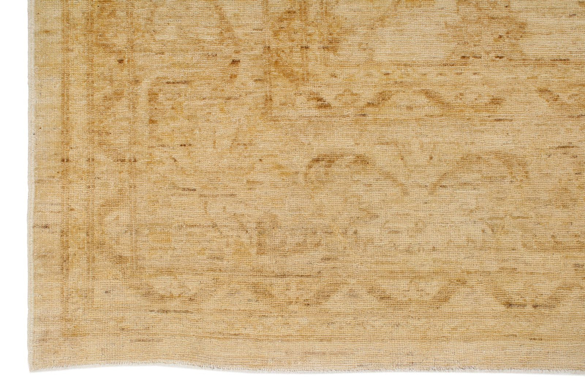 8x11 Ivory and Gold Turkish Oushak Rug
