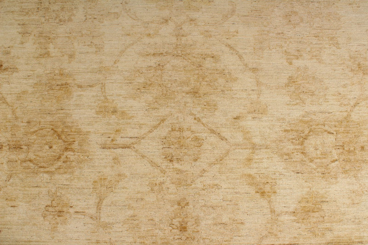 8x11 Ivory and Gold Turkish Oushak Rug
