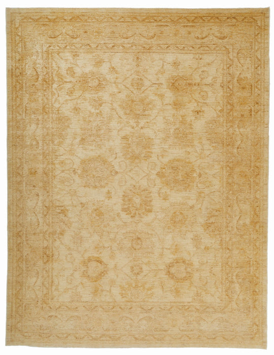 8x11 Ivory and Gold Turkish Oushak Rug