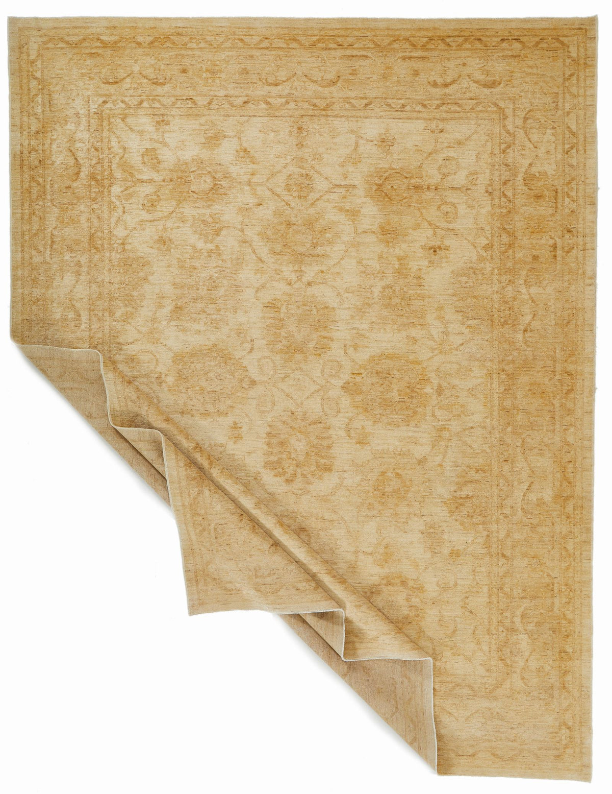8x11 Ivory and Gold Turkish Oushak Rug