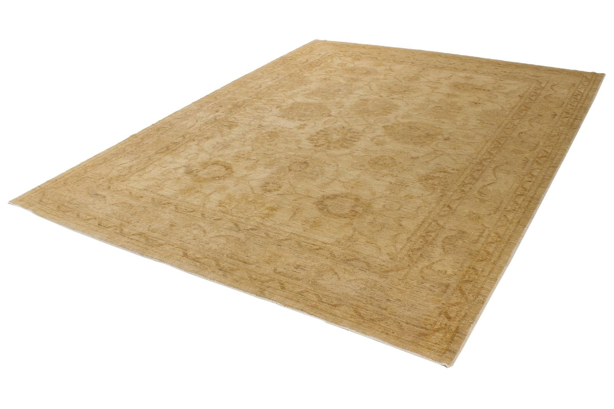 8x11 Ivory and Gold Turkish Oushak Rug