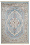 5x8 Blue and Ivory Turkish Antep Rug