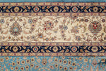 6x10 Blue and Ivory Turkish Silk Rug