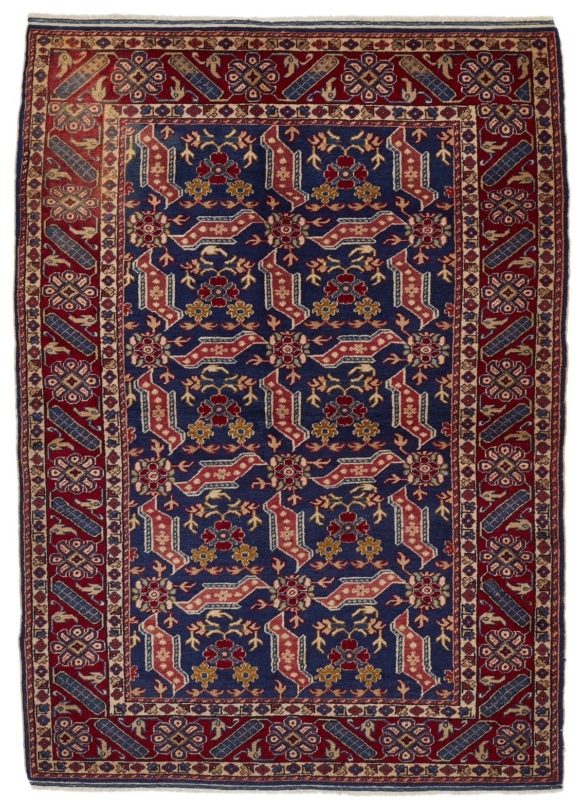 4x6 Navy and Red Turkish Traditional Rug