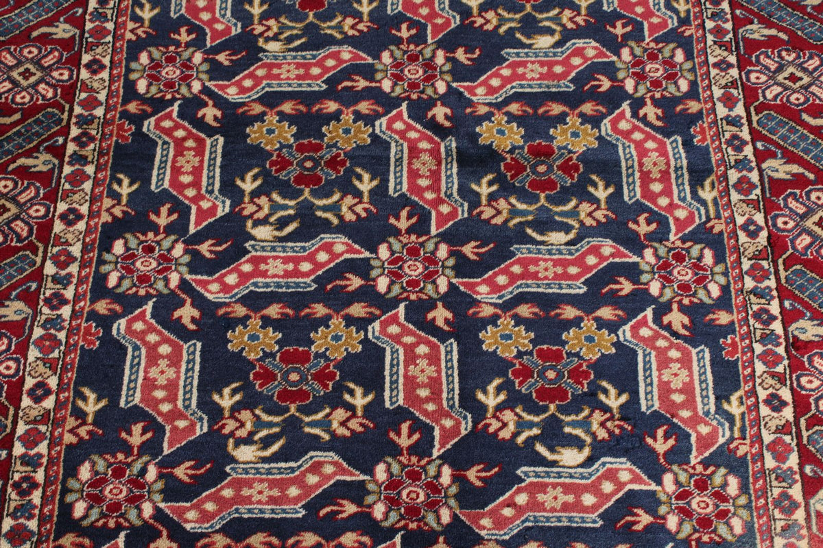 4x6 Navy and Red Turkish Traditional Rug