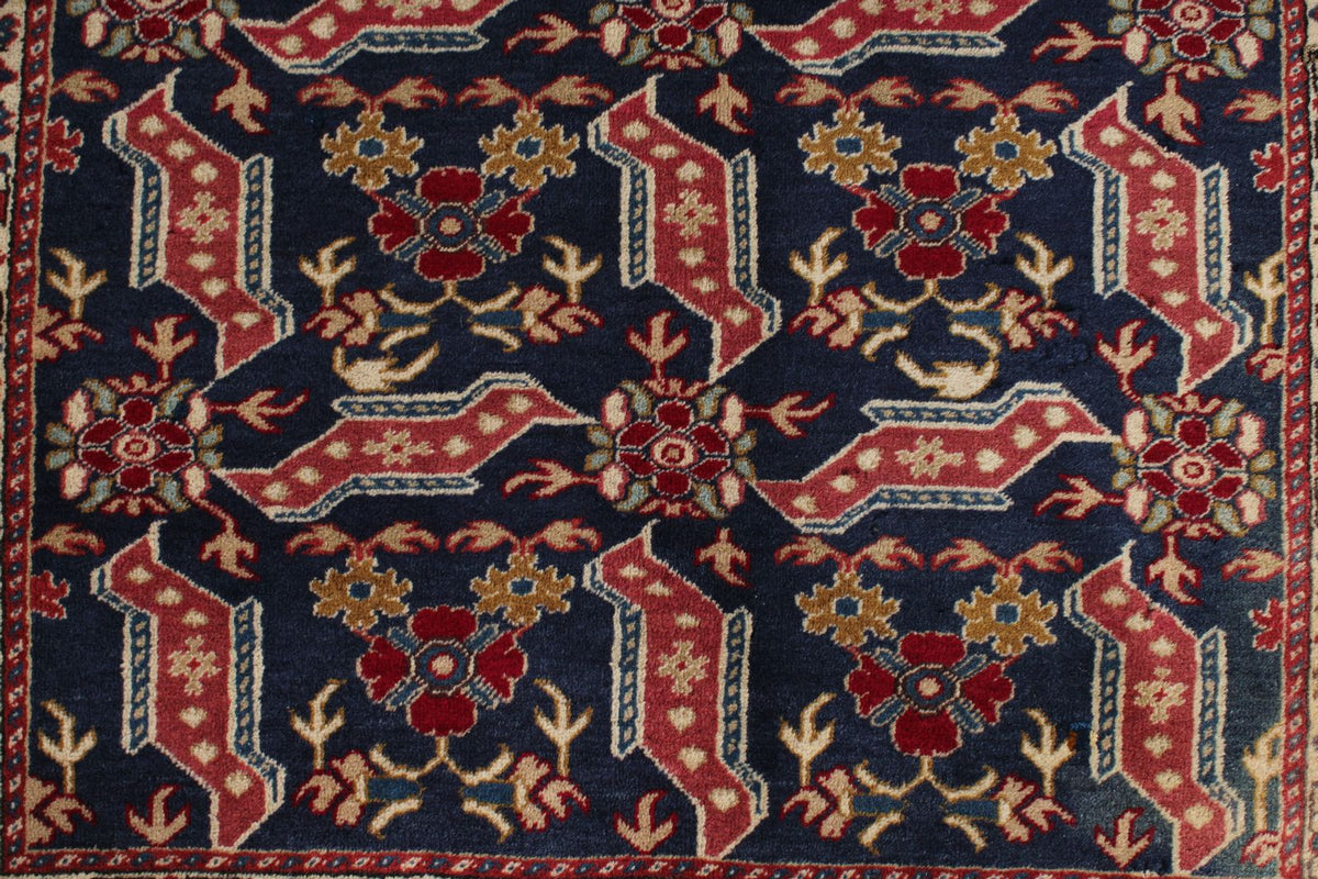 4x6 Navy and Red Turkish Traditional Rug