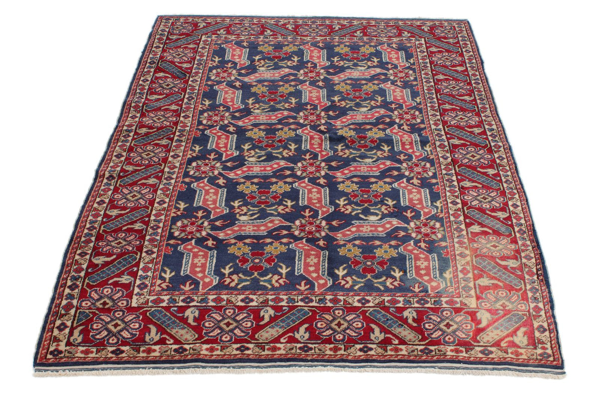 4x6 Navy and Red Turkish Traditional Rug