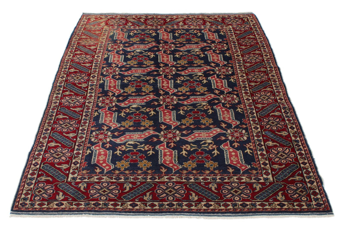 4x6 Navy and Red Turkish Traditional Rug