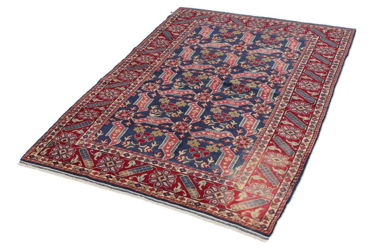 4x6 Navy and Red Turkish Traditional Rug