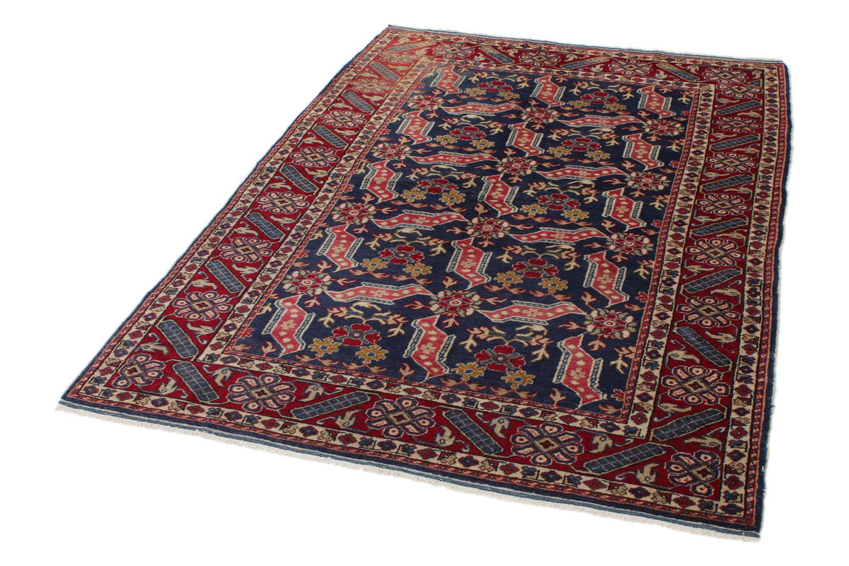 4x6 Navy and Red Turkish Traditional Rug