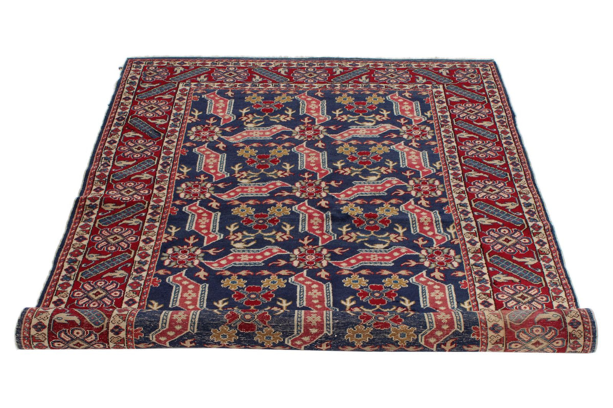 4x6 Navy and Red Turkish Traditional Rug