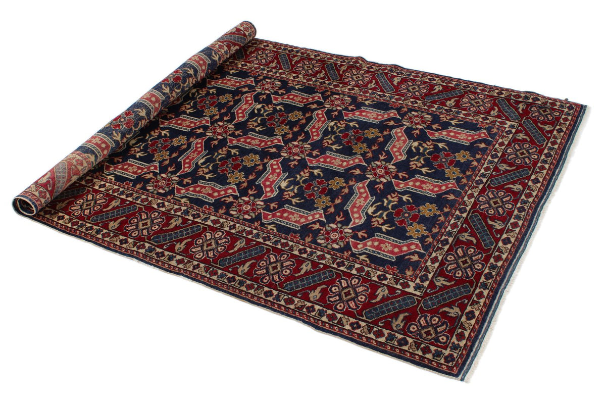 4x6 Navy and Red Turkish Traditional Rug