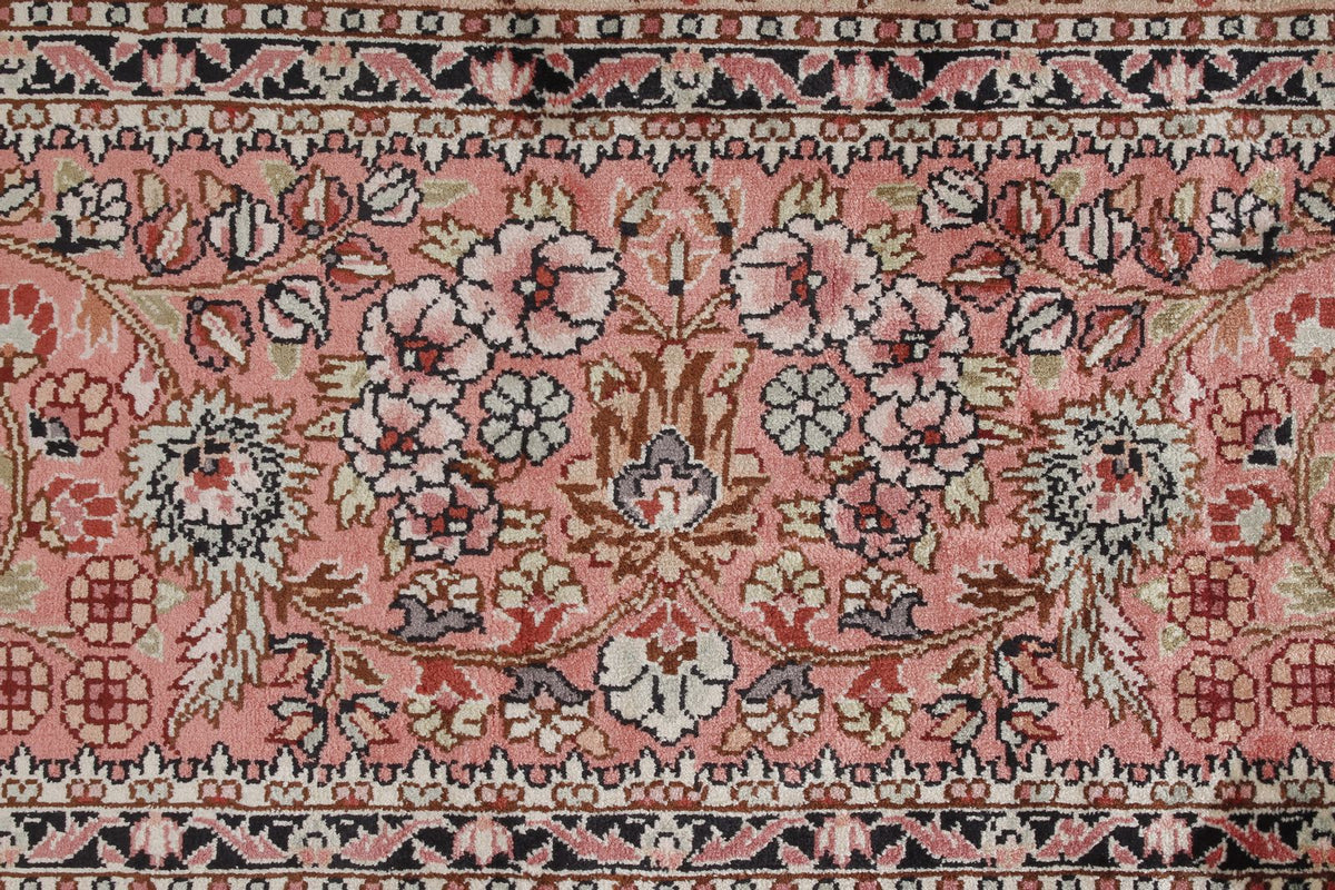 8x10 Ivory and Pink Persian Silk Rug