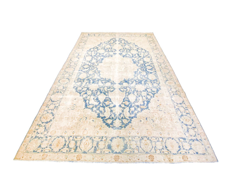 9x13 Blue and Ivory Persian Traditional Rug