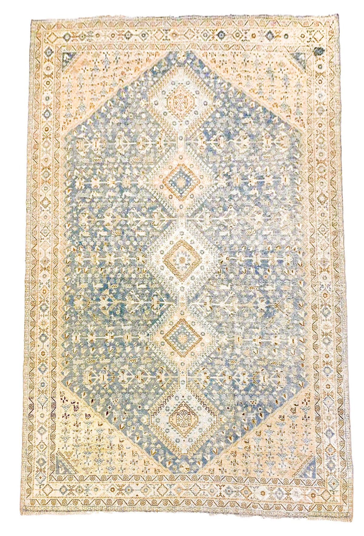 5x8 Blue and Gold Persian Rug
