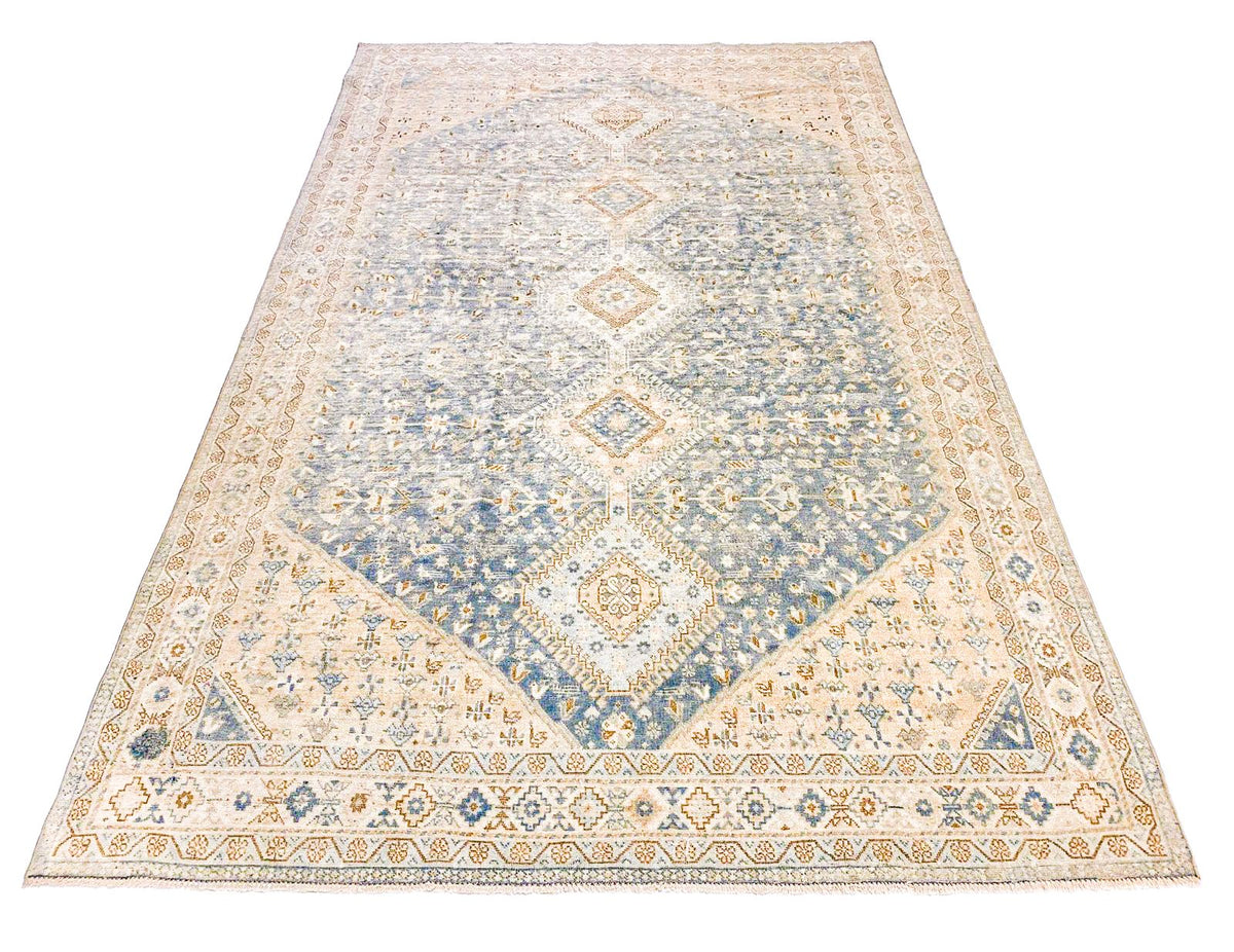 5x8 Blue and Gold Persian Rug