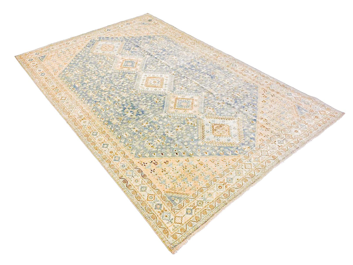 5x8 Blue and Gold Persian Rug