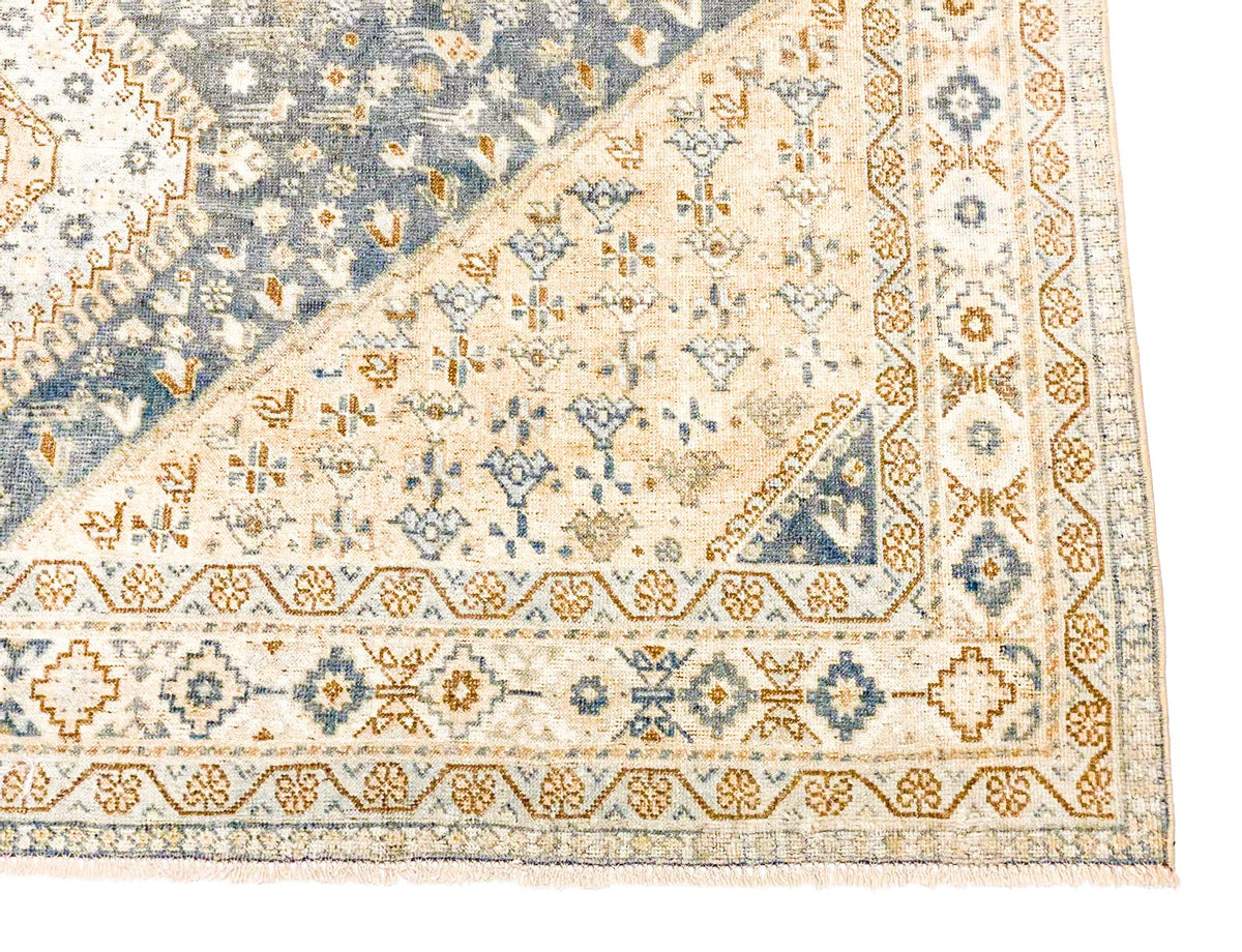 5x8 Blue and Gold Persian Rug