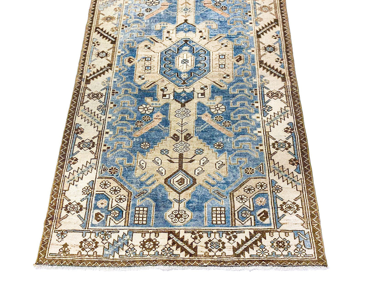 3x10 Blue and Ivory Persian Traditional Runner