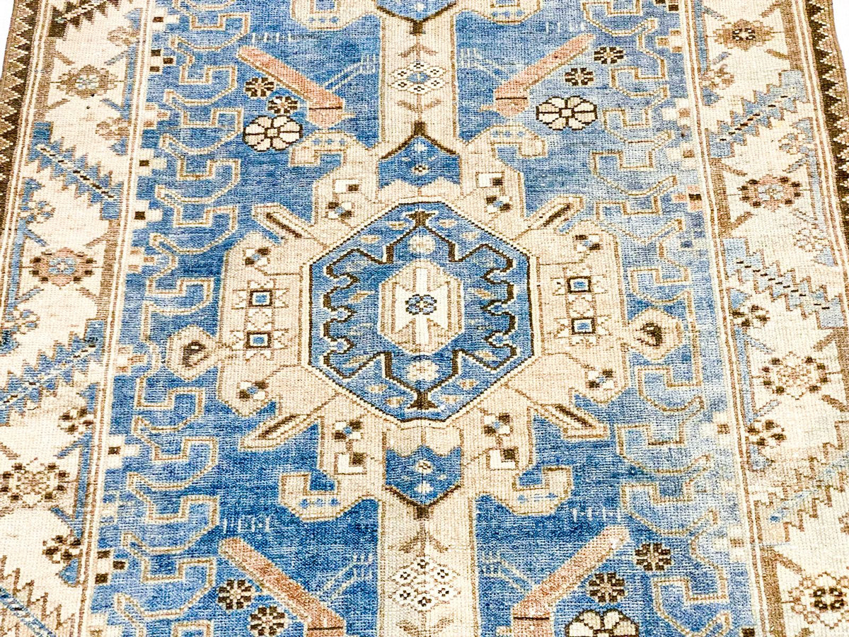 3x10 Blue and Ivory Persian Traditional Runner