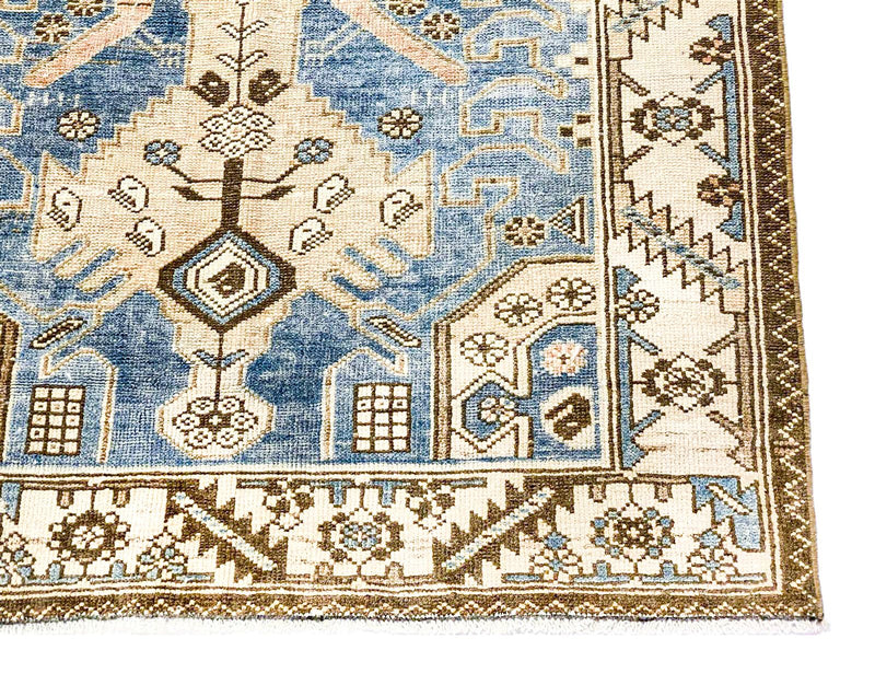 3x10 Blue and Ivory Persian Traditional Runner