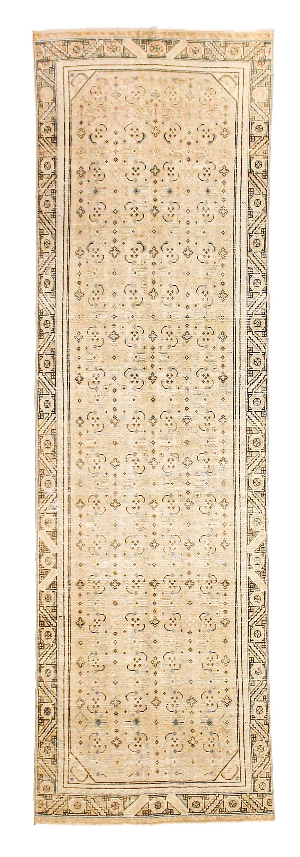 3x11 Ivory and Brown Persian Rug