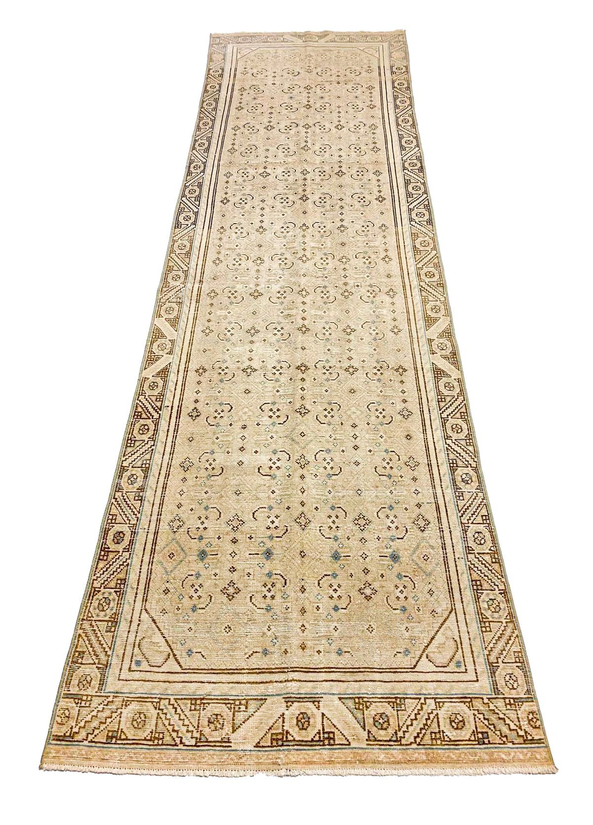 3x11 Ivory and Brown Persian Rug