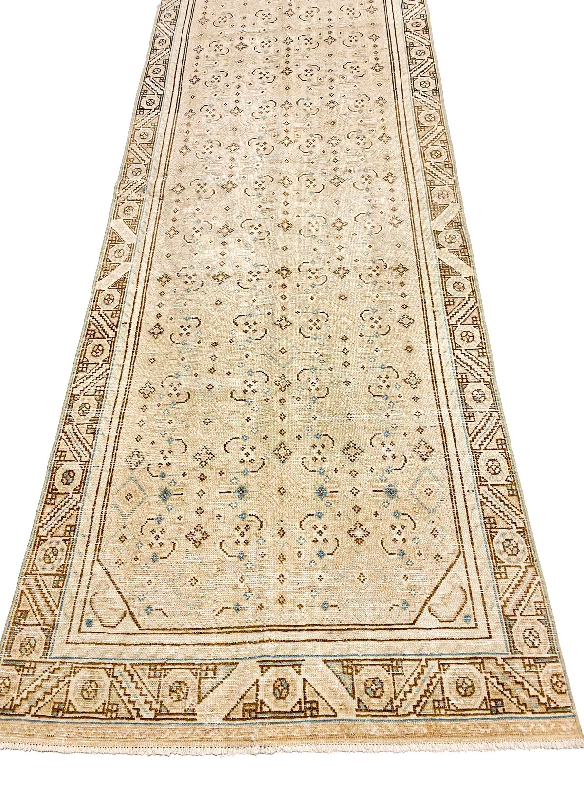 3x11 Ivory and Brown Persian Rug