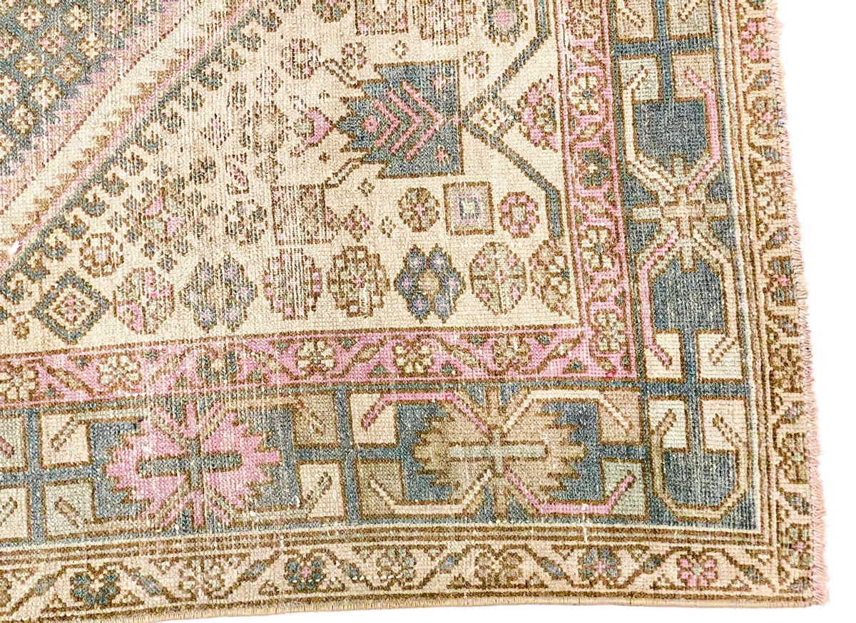 4x7 Green and Pink Persian Rug