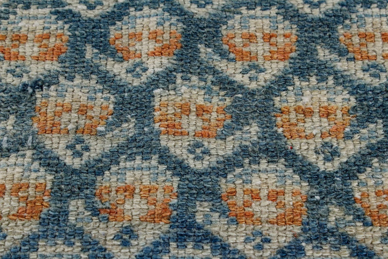 3x16 Blue and Ivory Persian Rug